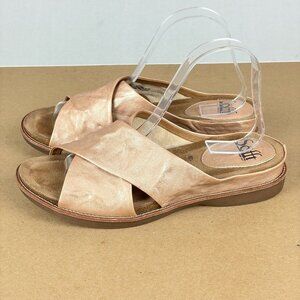 Sofft Brylee Champagne Pink Leather Slide Sandals Womens 9 Slip On Casual